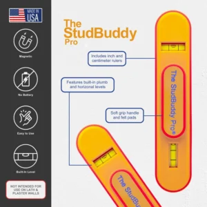 Magnetic Level Stud Finder Tool - Pocket Size - Made in USA - Wall Stud Finder